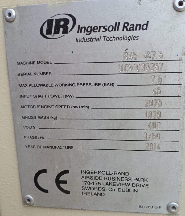 R45 Ingersoll rand screw compressor - Image 3